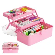13in Three-Layer Plastic Storage Box With Handle for Sewing Storage Organizer...