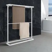 ACA 2-Tier White Freestanding Towel Rack Holder Storage Shelf