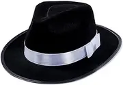 Funny Party Hats Black Fedora Hat - Gangster Hat - Black and White Fedora Hat - Mobster Hat by (Fedora Hat)