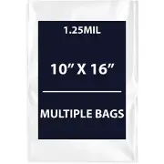 1.25Mil 10" X 16" | LDPE Clear Flat Poly Bags, Flexible &Durable | Multiple Bags