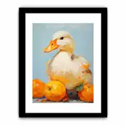 White Orange Duck Framed print Art Poster