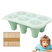 Ice Pop Molds | Reusable Ice Cream Molds in Badminton Shape - Ice Tray, Silicone Ice Cubes Supplies, Unique Homemade Ice Cream Maker with 6 Grids, Easy Release