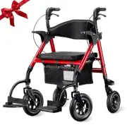 Farani 2 in 1 Walker Wheelchair Combo, Transport Chair Rollator with 10'' Rub...