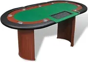 10-Player Poker Table with Dealer Area and Chip Tray Green,Poker & Games Tables 46KG-80133