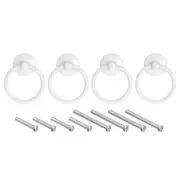 4Pcs Round Ring Pulls Drawers Knobs White for Dresser Cupboard Wardrobe