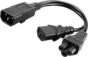 1ft(0.3m) Single IEC 320 C14 Male to C13+C5 Female Splitter Adapter Cable Cord