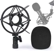 SUNMON Atr2100X-Usb Mic Shock Mount Holder with Foam Windscreen for Absorbe Vibr