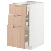 METOD / MAXIMERA base cabinet with 3 drawers, white/Fröjered light bamboo, 40x60x80 cm