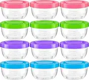 TOFLEN Reusable Small Freezer Containers 5 Oz Plastic Food Storage Containers with Screw On Lids, Leakproof & Airtight, Freezer Safe, Dishwasher Safe, Set of 12 Multicolor
