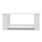 White Wooden Double-Shelf Coffee Table Modern Elegance for Home & Office