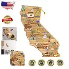 Artistic Bamboo Serving Platter & Cutting Board with California Map by Fish Kiss
