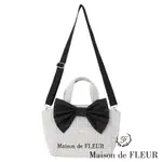 MAISON DE FLEUR 2WAY甜美緞帶造型花呢手提/肩背包(8A33F0J9200)
