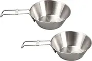 Lljsszr 2PCS Camping Bowl Stainless Steel Camp Travel Cup Collapsible Hiking Bowl for Kitchen Travel Cooking