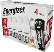 Energizer Candle 4.5W 40W Replacement LED Bulb 4 Pack (Warm White, B22), ENGS14331 [Energy Class F]