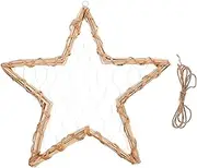 KAILIKETIY Star Shaped Willow Wreath Picture Holder Vintage Wall Hanging Decor for Living Bedroom Office Charming Willow Frame for Artwork Display Home Decoration