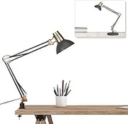 FIRVRE Adjustable Architect Desk Lamp,Industry Black Metal Portable Reading Light,Swing Arm Goose Neck Craft Table Lamps,for Bedside Bedroom, Study Room, Home Office, Living Room