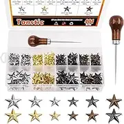 Tanstic 401Pcs 3 Size Star Rivets Claw Rivets Star DIY Leathercraft Star Shape Studs Metal Beads Nailhead Punk Rivets