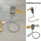 Safe Design Mini Fan Usb Clock Temperature Display Rgb Led Night Light Portable