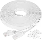 Ethernet Cable Cat6 45m / 150ft White - Flat Network LAN Patch Cords – Solid Cat6 High Speed Computer Internet Wire with Clips & Rj45 Connectors for Router– Faster Than Cat5e/Cat5