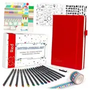Dotted Journal Kit, Dot Grid Journal Hardcover Planner Notebook Set For Red