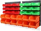 30PCS Wall Mounted Storage Bins Plastic Garage Rack Screw Storage Tool Organizer