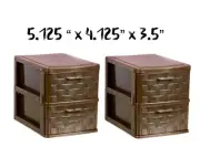 Desktop Drawer Organizer Mini Set of 2 Tier Plastic Brown Rattan Look Storage