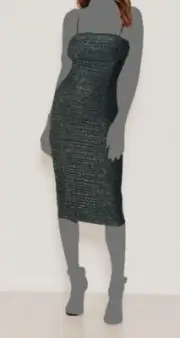 $69 AX Paris Women's Green Ruched Sparkle Midi Sheath Dress Size US 4