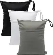 Babygoal Cloth Diaper Wet Bags, Waterproof Washable Travel Bags, Beach, Pool, Gym Bag for Swimsuits & Wet Clothes, 3 Pack L-BWG