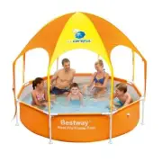 Splash-in-Shade original 8 foot by 20 inch kiddie pool with shade lid; above gro