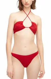Rebecca Taylor Solid Halter Bikini Top in Rabararo at Nordstrom, Size Small