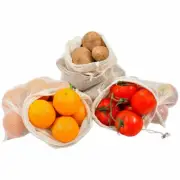 Premium Reusable Mesh Produce Bag, Eco Organic Cotton Grocery Shopping, 3 sizes
