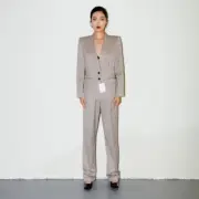 Escada Wool Blend Herringbone Tweed Blazer & Slack 2-Piece Set