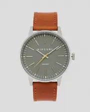 [Rip Curl] Rip Curl Men's Drake Leather Watch in Grey One Size Grey