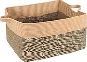 ZLG Extra Large Rectangle Storage Basket 72L Jute Woevn Basket for Blanket Pillow Towel Basket for Toy Organizer Shelf Storage Bin Boho Decorative Basket with Handles, 22 x 17 x 12 inches, Black&Jute