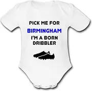[Psychobaby] BIRMINGHAM Born Dribbler Football Personalised Unique Baby Vest Baby Grow Babygrow Cute Novelty Boys Girls Unisex Funny City
