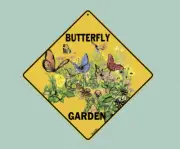 Butterfly Garden, Caution Yellow, Crosswalks Aluminum Crossing Sign 12"x12"