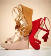 STUART WEITZMAN TASSELMANIA FOSSIL SUEDE WEDGE PLATFORM FRINGE ALEX SANDAL 6.5
