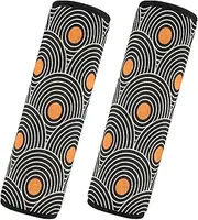 Car Seat Belt Pads Covers Set of 2 Soft Car Safety Seat Belt Strap Shoulder Pad Camera Bag Strap Cover Car Accessories for Adults and Kids S Orange Concentric Circle Pattern
