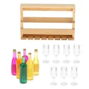 14Pcs 1/12 Scale Miniature Wine Rack with Bottles and Glass Cup Furniture