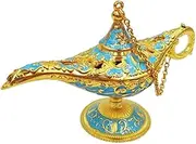 Aladdin Genie Lamp Vintage Legend Aladdin Magic Lamp Wishing Light Arabian Costume Props Party Wedding Table Decoration Birthday Gift,Small Lake Blue