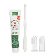 Dog Cat Dental Care Hygiene Brushes Teeth Cleaning Reduces Plaque & Tartar Buildup for Puppies Contains Toothbrush & Fingerbrush Beef flavor