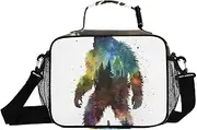 Sasquatch Forest Shadow Insulated Lunch Box for Women Men - Ideal for Work, Picnics - Includes Adjustable Shoulder Strap