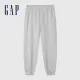 【GAP】男裝 Logo束口鬆緊棉褲 碳素軟磨法式圈織系列-淺灰色(889521)