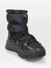 Black Logo Print Snow Ankle Boots