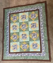 Frolicking Sheep Patchwork Quilt handmade Lap size 37.5" X 45" cotton NEW LQ-155