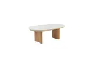 Raimon Furniture Bronya Rectangular Matte Ceramic Top Coffee Tea Table Natural/White
