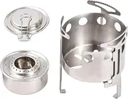 Alcohol Stove for Camping Portable Wood Stove 2 N 1 for Backpacking Emergency Silver