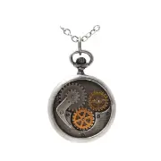 COMPASS GEAR Steampunk Necklace Gearwork Pendant steam punk pocket watch style