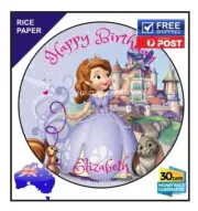 Sophia the first Edible Rice paper Image Cake Birthday Party Topper Personalised