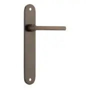 Iver Baltimore Door Lever Handle on Oval Backplate Signature Brass
